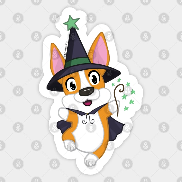 Simple Corgi Witch Sticker by SPufferARTs